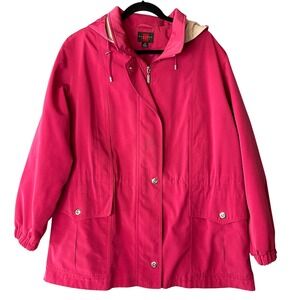 Gallery Woman Pink Detachable Hood Anorak 2 Pocket Jacket 1X Snap Button Utility